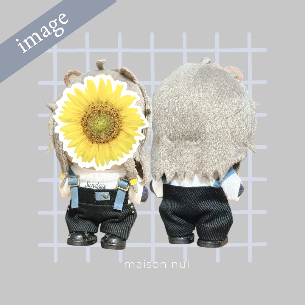 【10cmぬいサイズ】フロントベルトサロペットとTシャツのセット