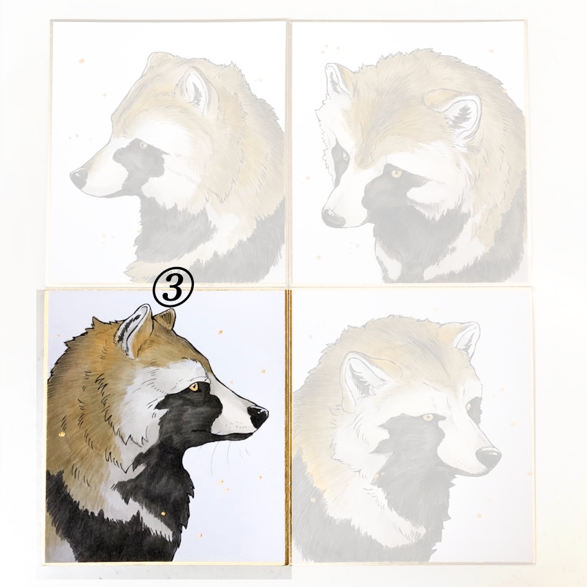 RACOONDOG 直筆原画 ミニ色紙