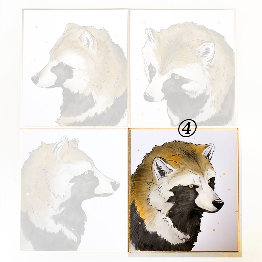 RACOONDOG 直筆原画 ミニ色紙