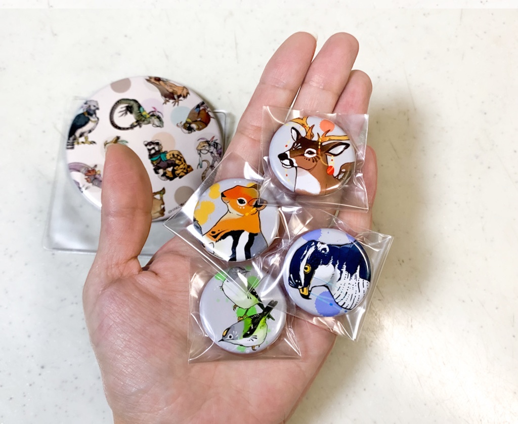 ANIMALS ミラー+缶バッジセット