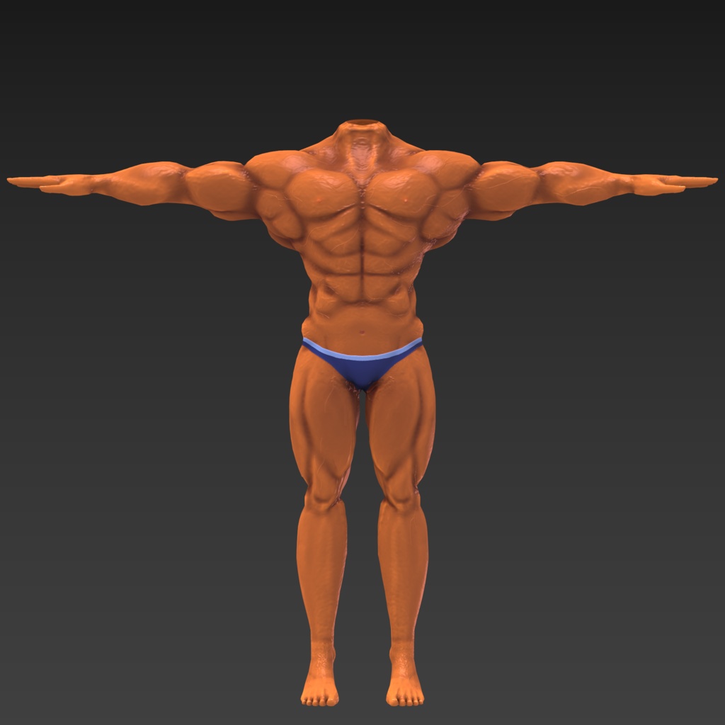 【FBX】筋肉素体+モブハゲ【着せ替え用モデルデータ】