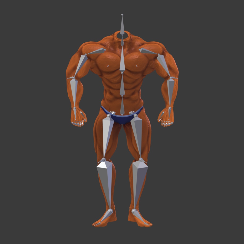 【FBX】筋肉素体+モブハゲ【着せ替え用モデルデータ】