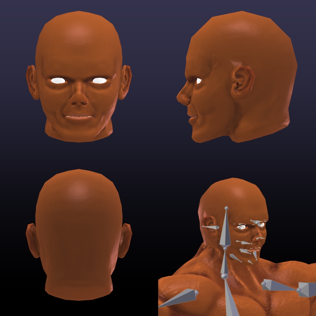 【FBX】筋肉素体+モブハゲ【着せ替え用モデルデータ】