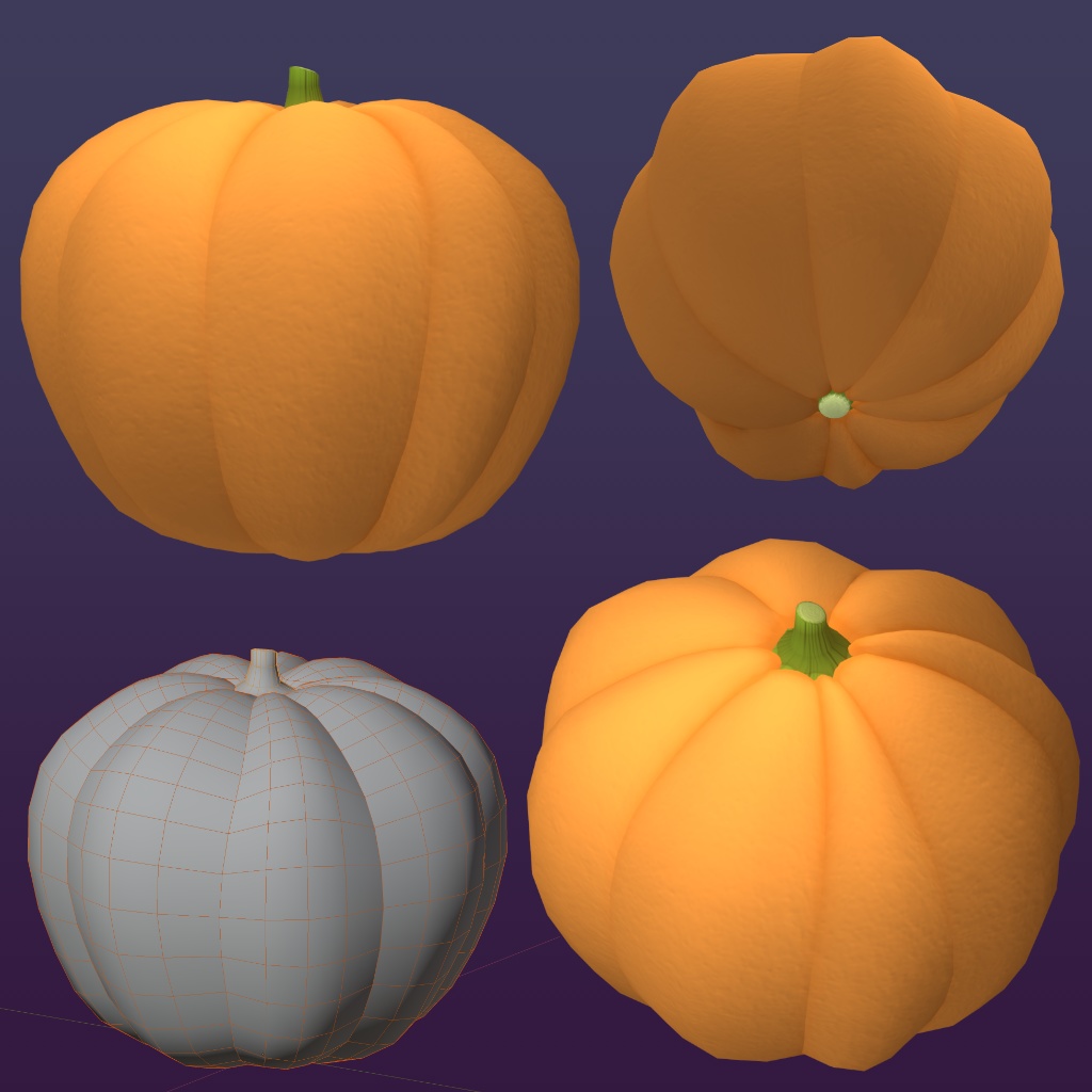 【3Dモデル】カボチャ & ジャック・オー・ランタン【FBX】