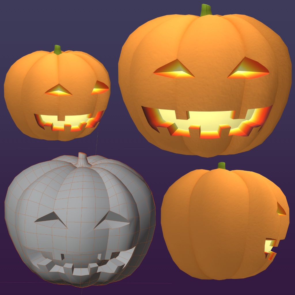 【3Dモデル】カボチャ & ジャック・オー・ランタン【FBX】