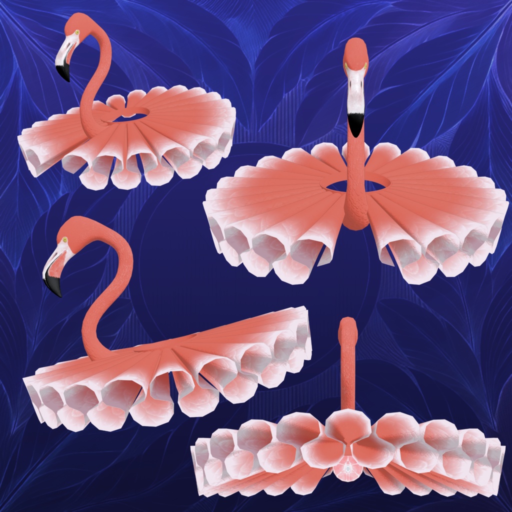 【3D小物】アヒルさんと白鳥さんとダチョウさんとフラミンゴさんのチュチュ❤