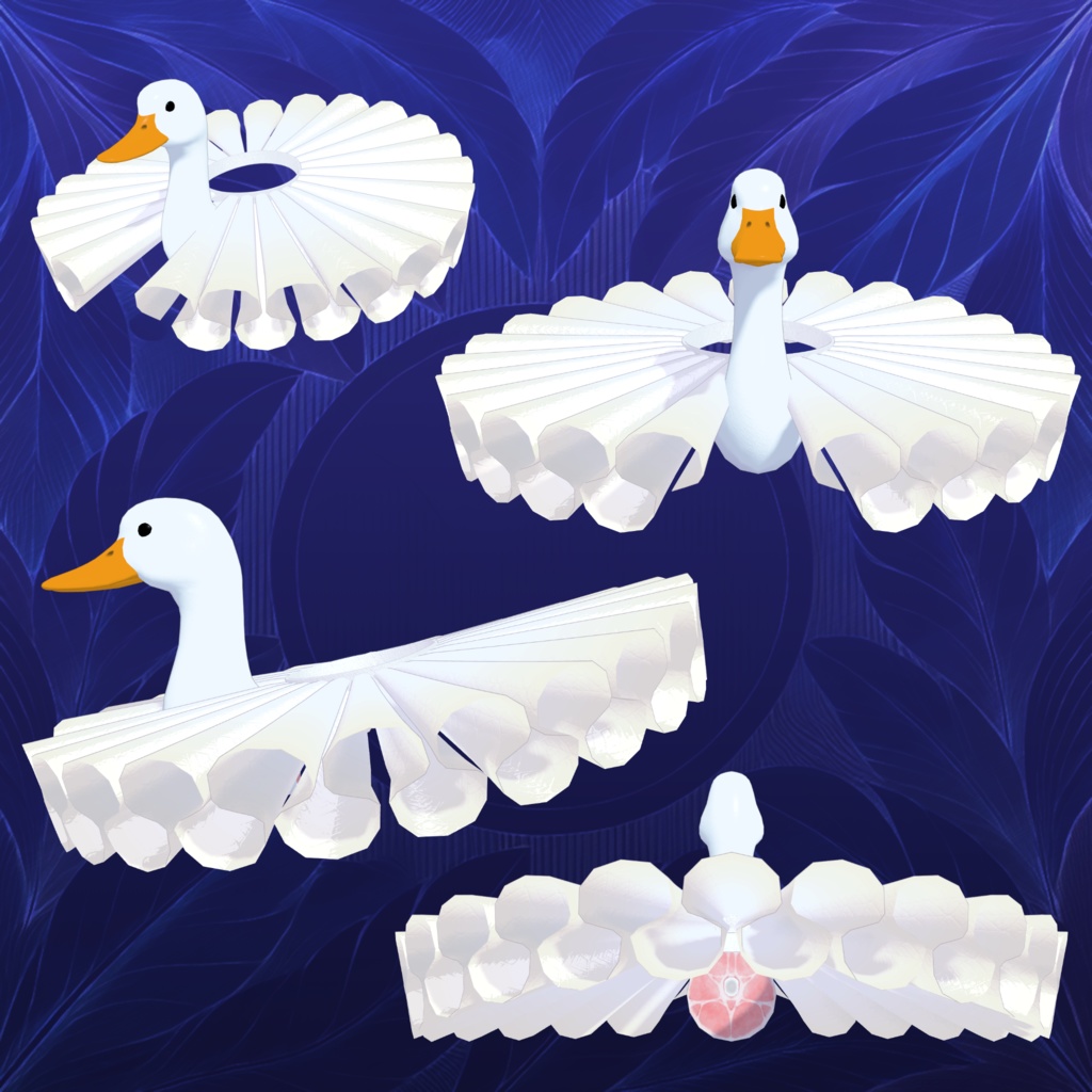 【3D小物】アヒルさんと白鳥さんとダチョウさんとフラミンゴさんのチュチュ❤