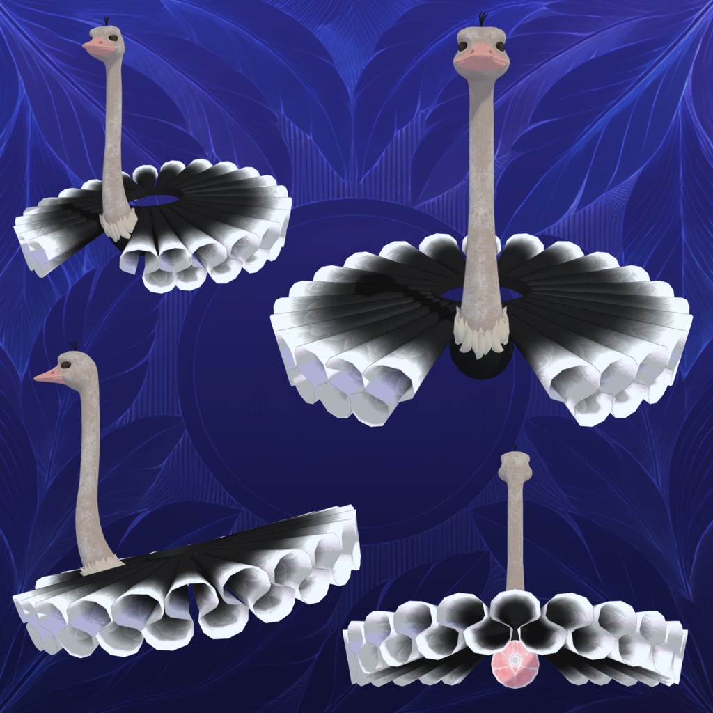 【3D小物】アヒルさんと白鳥さんとダチョウさんとフラミンゴさんのチュチュ❤