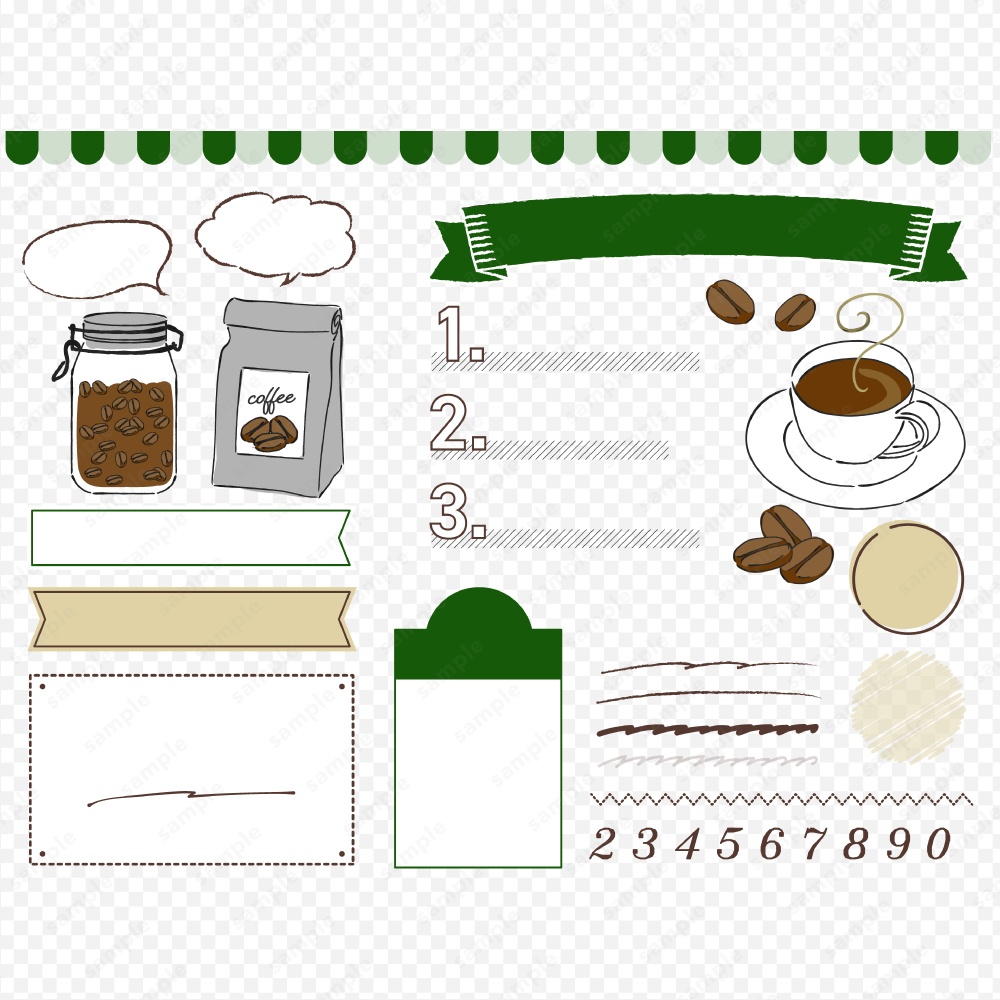 カフェスタイルのシンプルなあしらいフレーム イラスト コーヒー