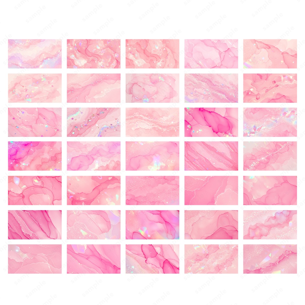【背景素材】ピンクのキラキラ宝石と水彩インクのテクスチャ100枚セット