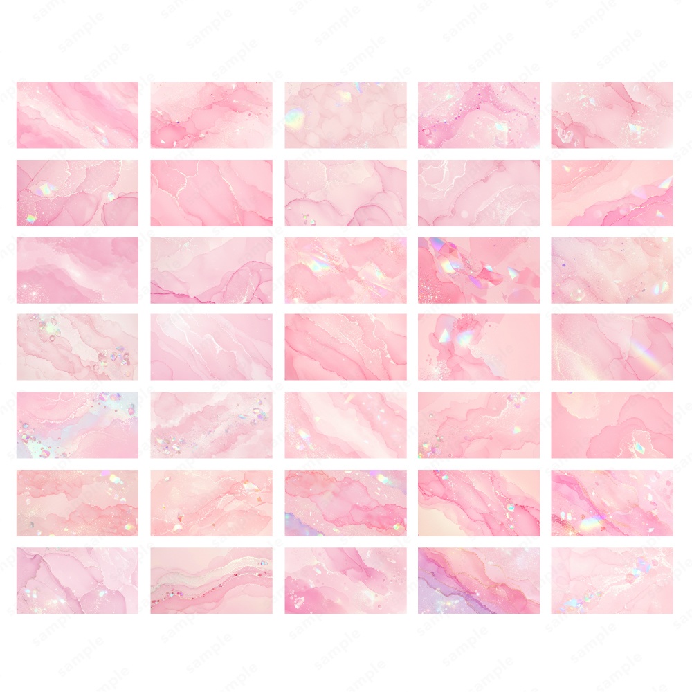 【背景素材】ピンクのキラキラ宝石と水彩インクのテクスチャ100枚セット