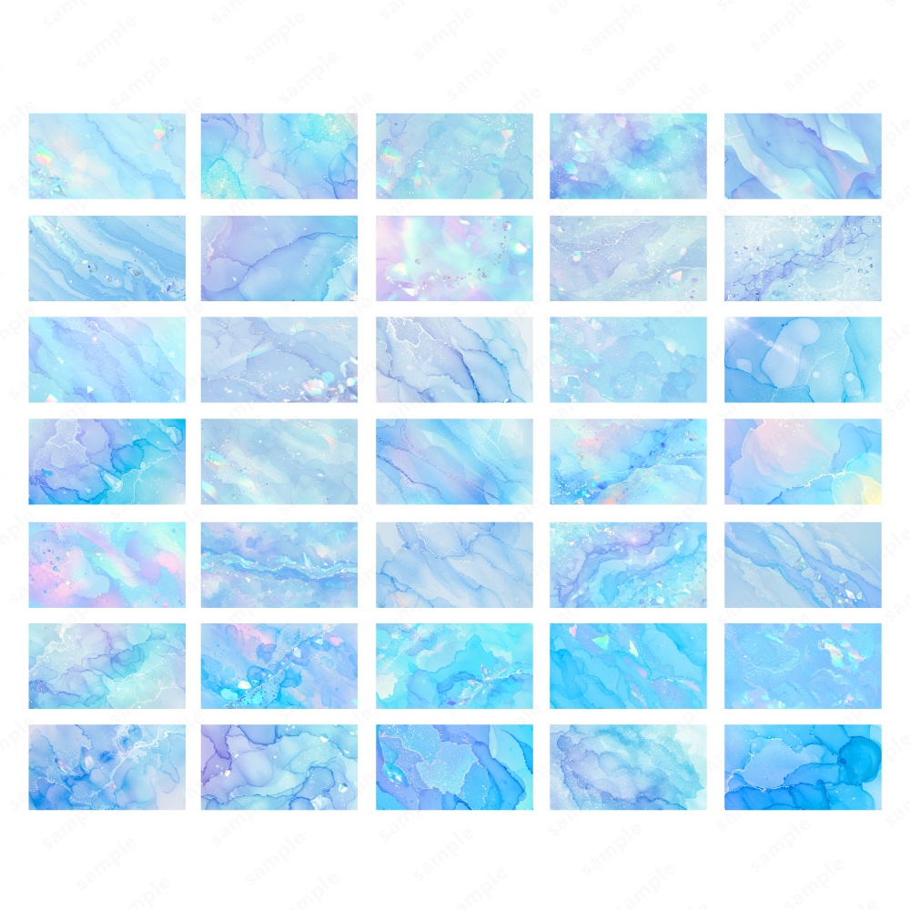 【背景素材】ブルーのキラキラ宝石と水彩インクのテクスチャ100枚セット