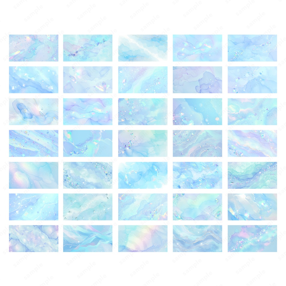 【背景素材】ブルーのキラキラ宝石と水彩インクのテクスチャ100枚セット