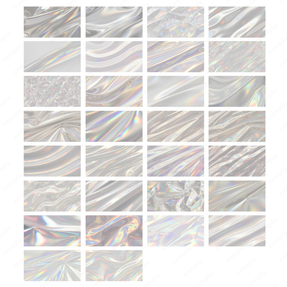 【背景素材】ホログラムとプリズムのキラキラテクスチャ50枚セット / ホワイト