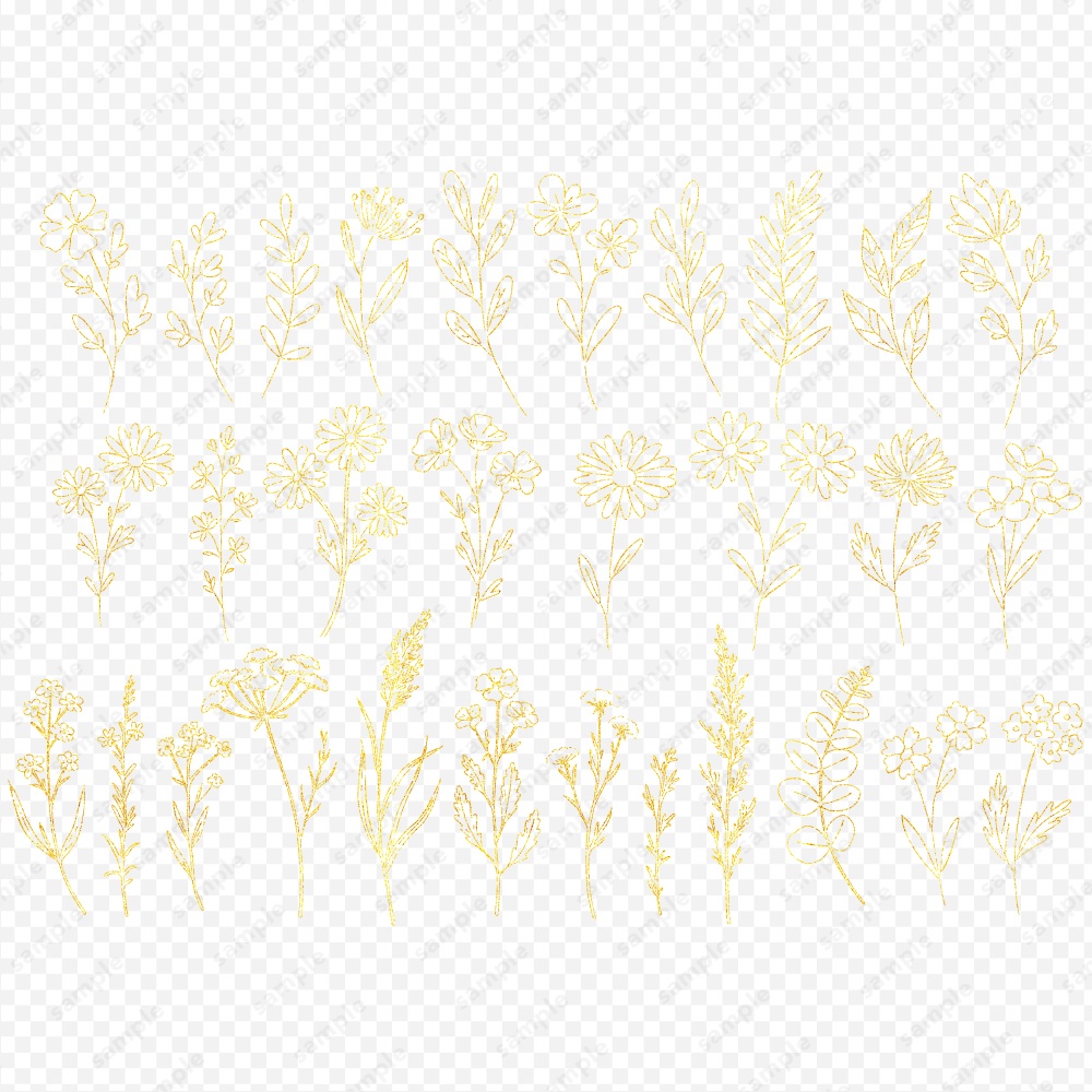 【透過素材】ボタニカルな草花のラインアート素材120パターン