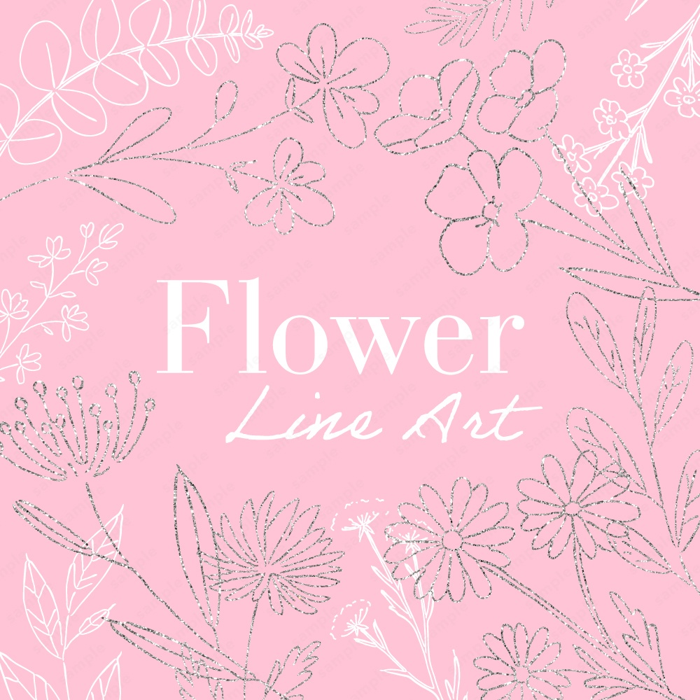【透過素材】ボタニカルな草花のラインアート素材120パターン