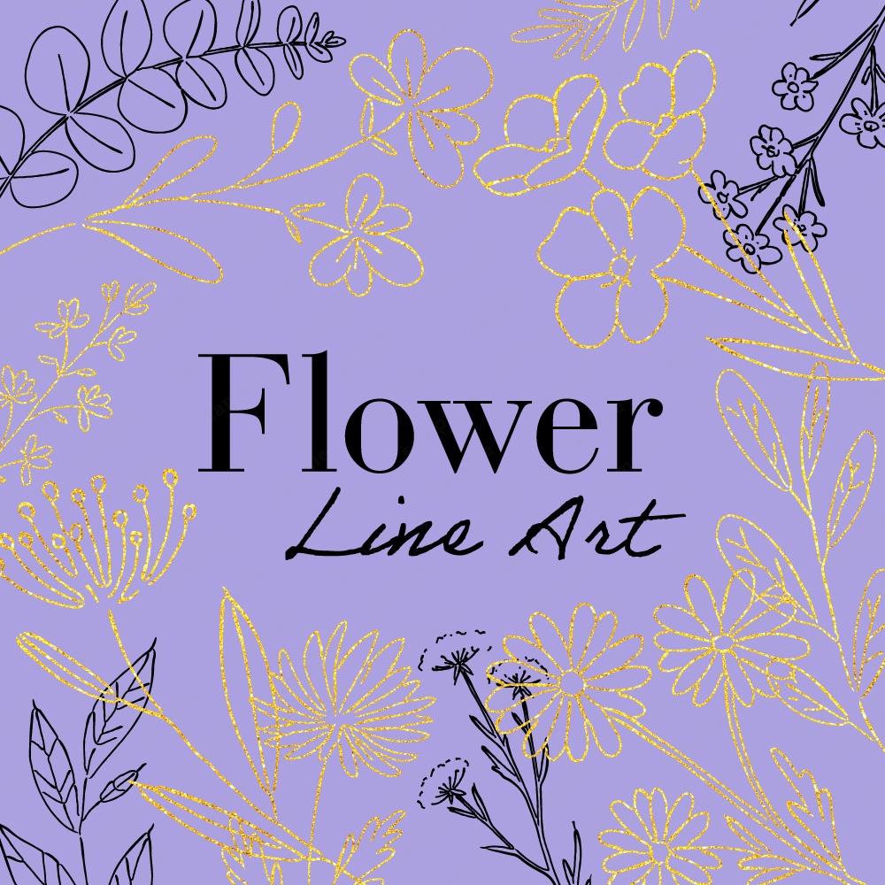 【透過素材】ボタニカルな草花のラインアート素材120パターン