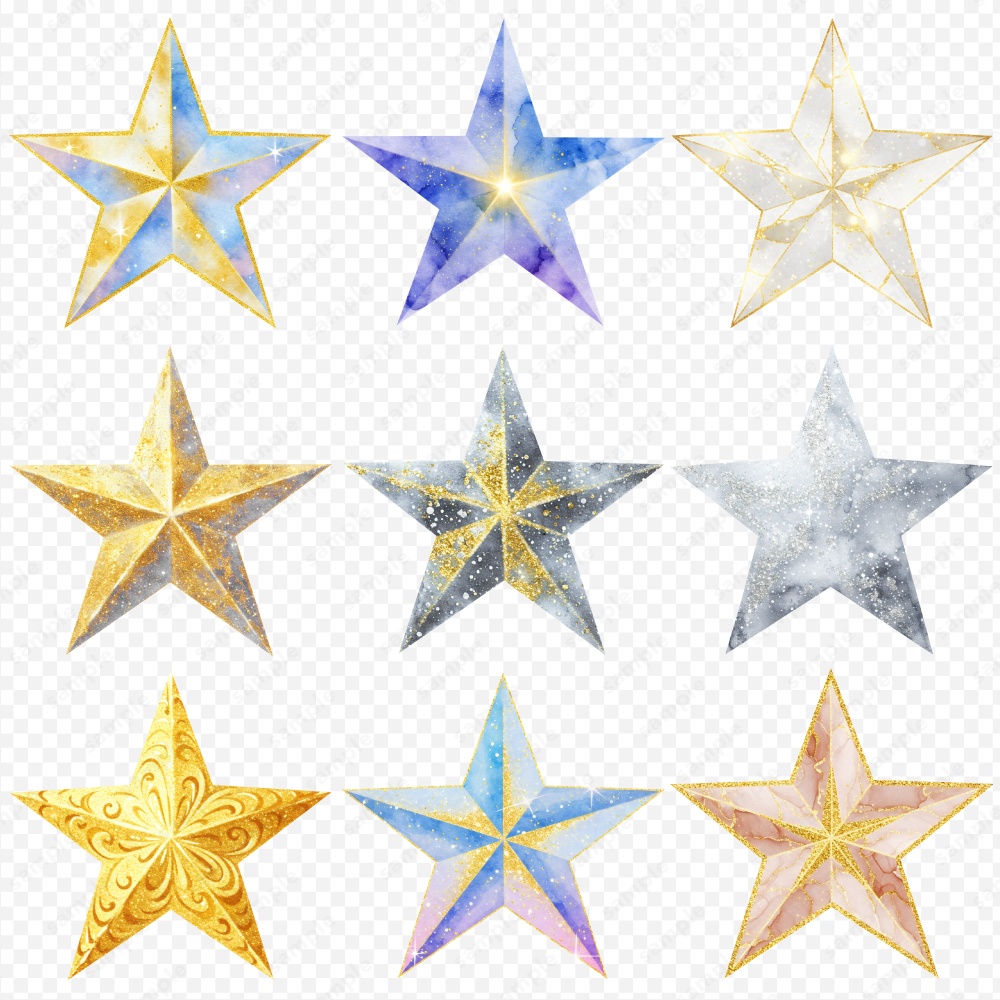 【透過素材】キラキラ幻想的な星のイラスト / PNG素材100点セット