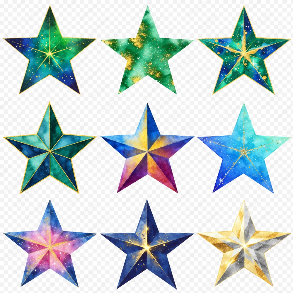 【透過素材】キラキラ幻想的な星のイラスト / PNG素材100点セット