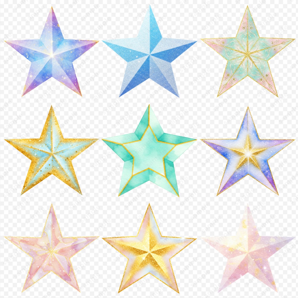 【透過素材】キラキラ幻想的な星のイラスト / PNG素材100点セット