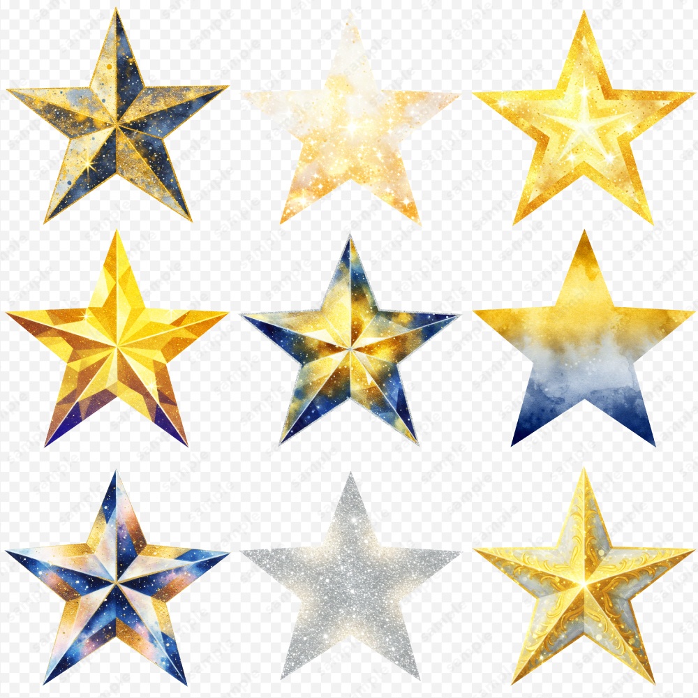 【透過素材】キラキラ幻想的な星のイラスト / PNG素材100点セット
