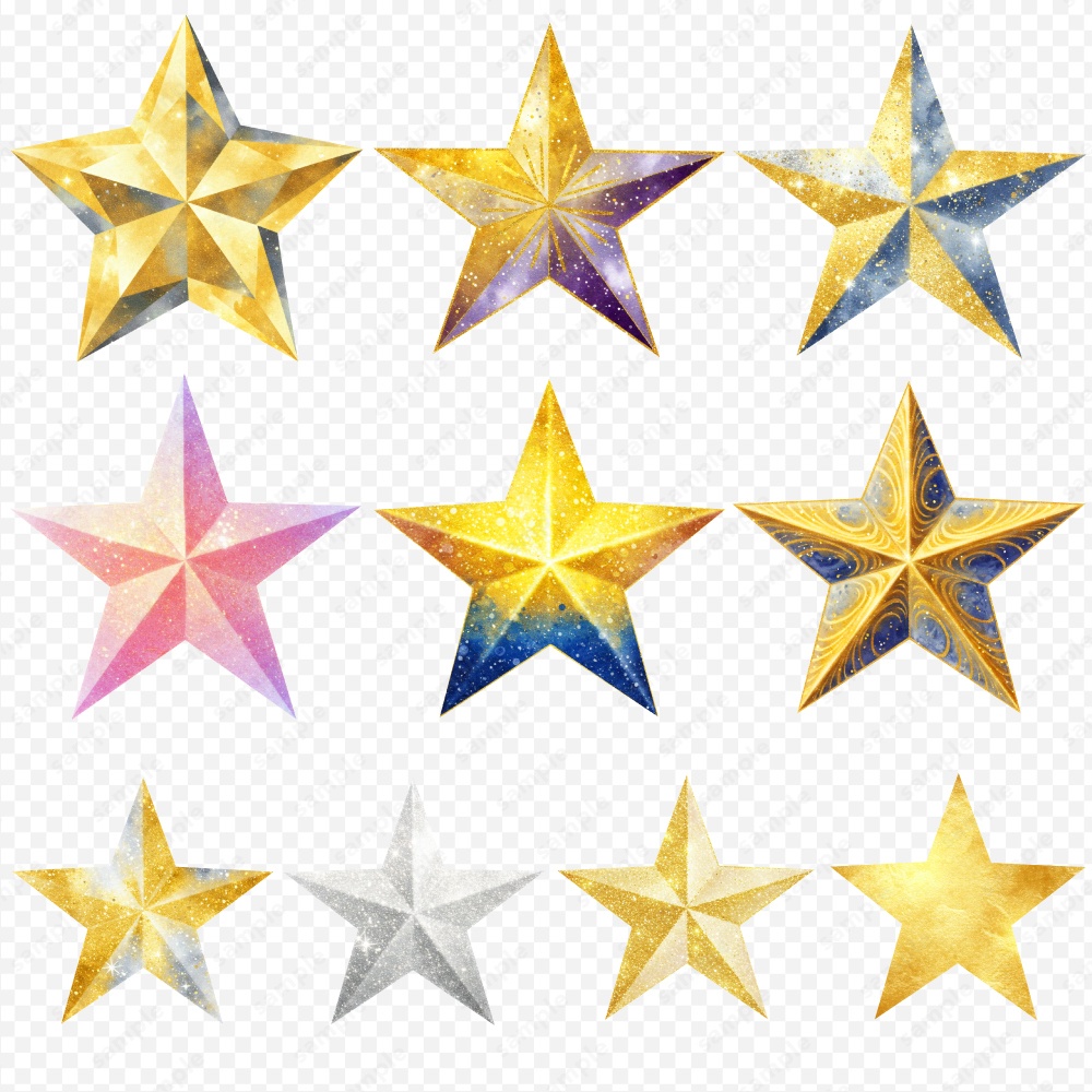 【透過素材】キラキラ幻想的な星のイラスト / PNG素材100点セット