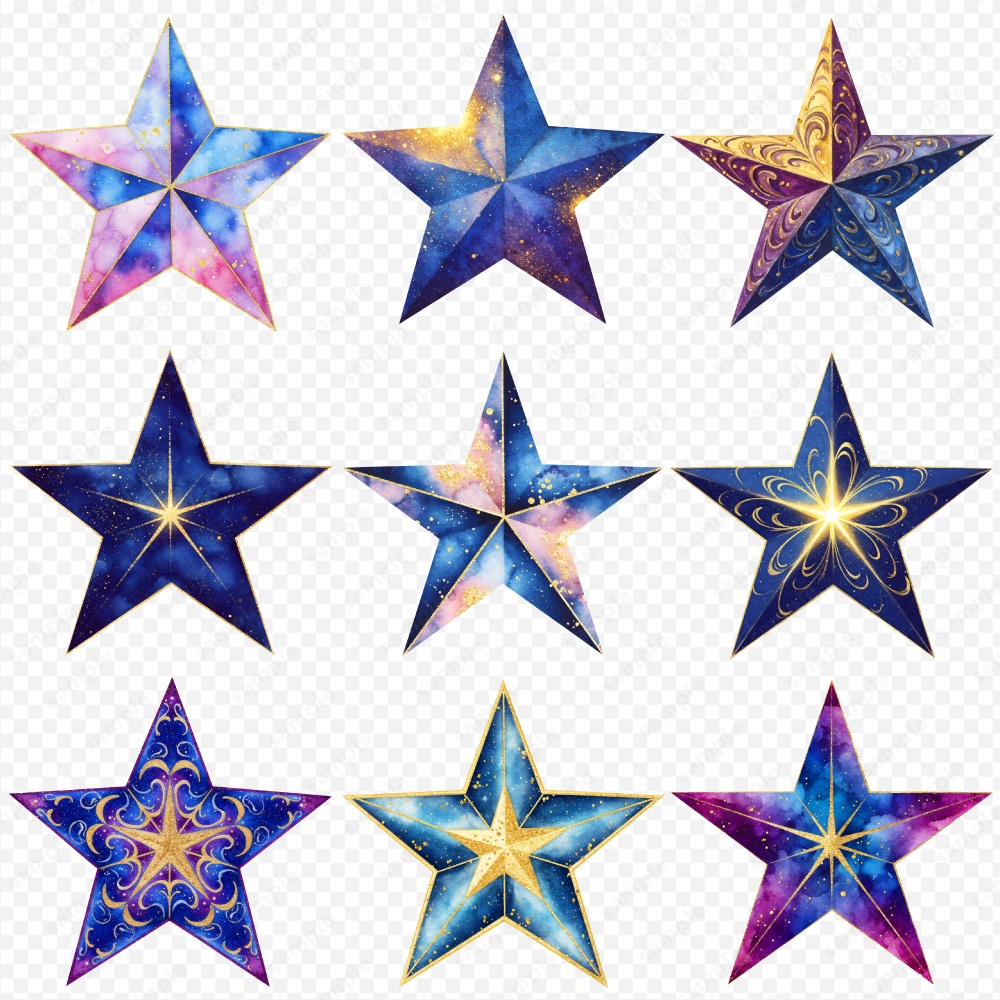 【透過素材】キラキラ幻想的な星のイラスト / PNG素材100点セット