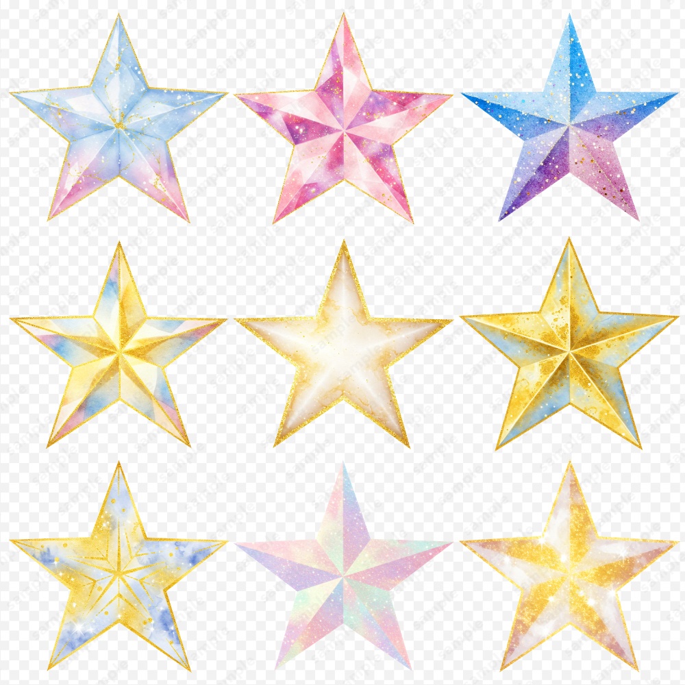 【透過素材】キラキラ幻想的な星のイラスト / PNG素材100点セット