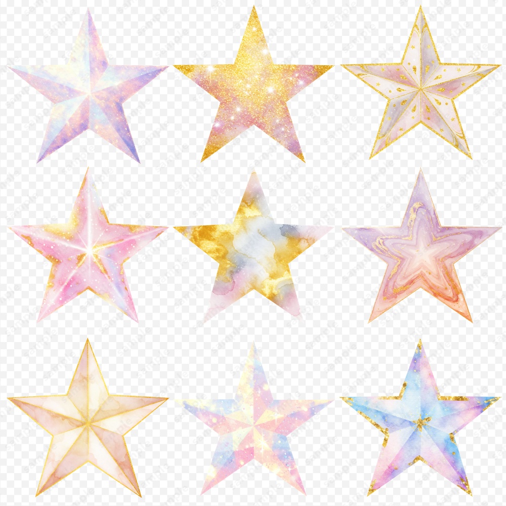 【透過素材】キラキラ幻想的な星のイラスト / PNG素材100点セット