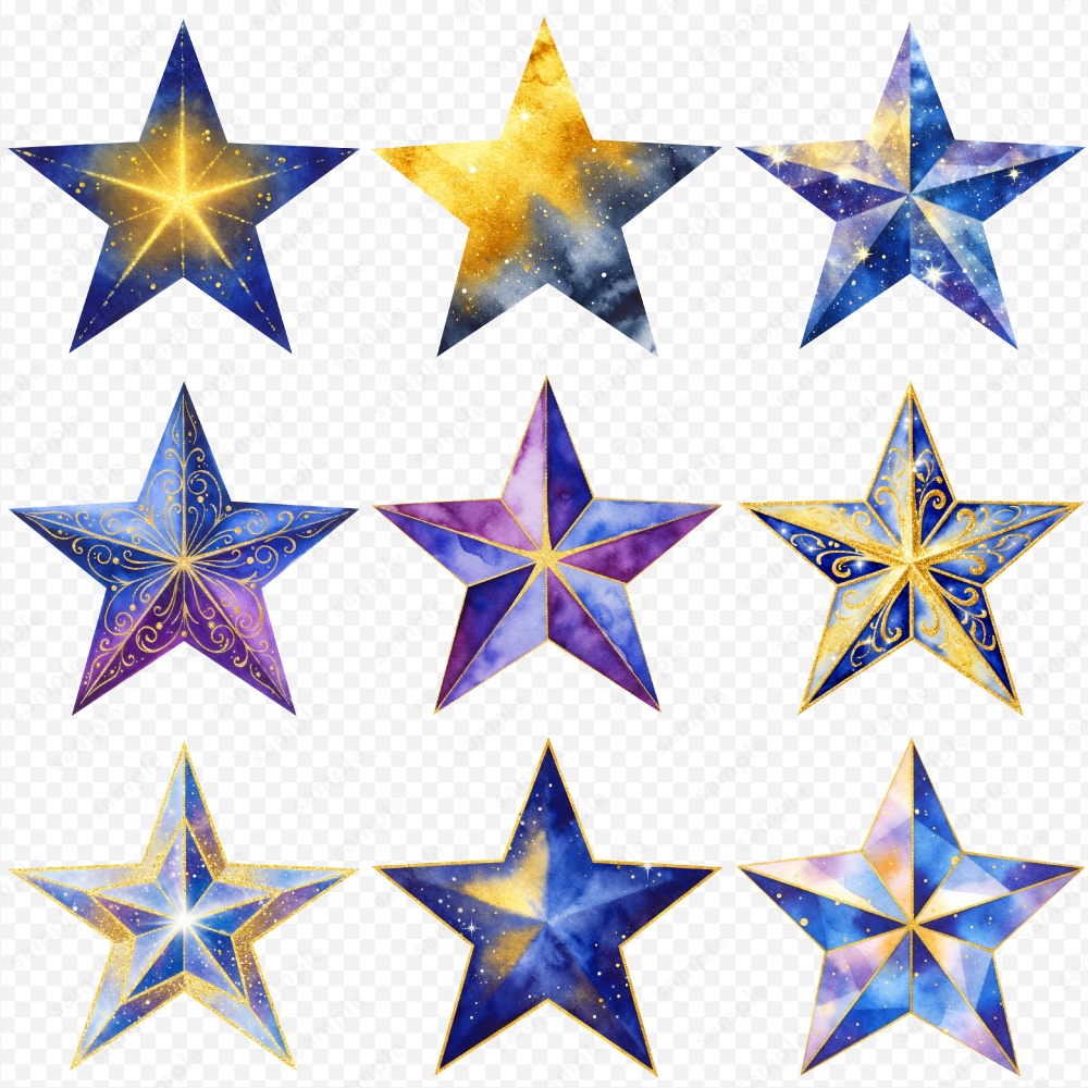 【透過素材】キラキラ幻想的な星のイラスト / PNG素材100点セット