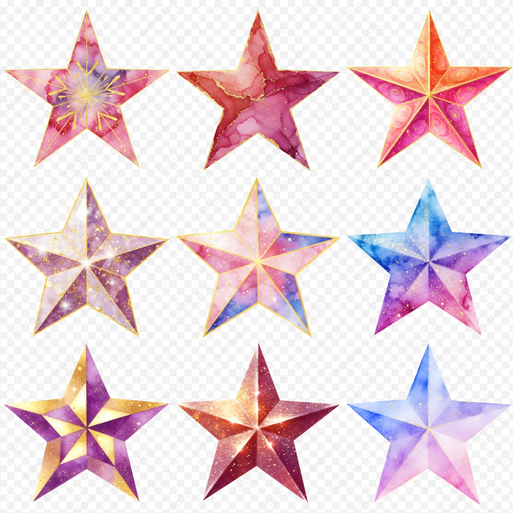 【透過素材】キラキラ幻想的な星のイラスト / PNG素材100点セット