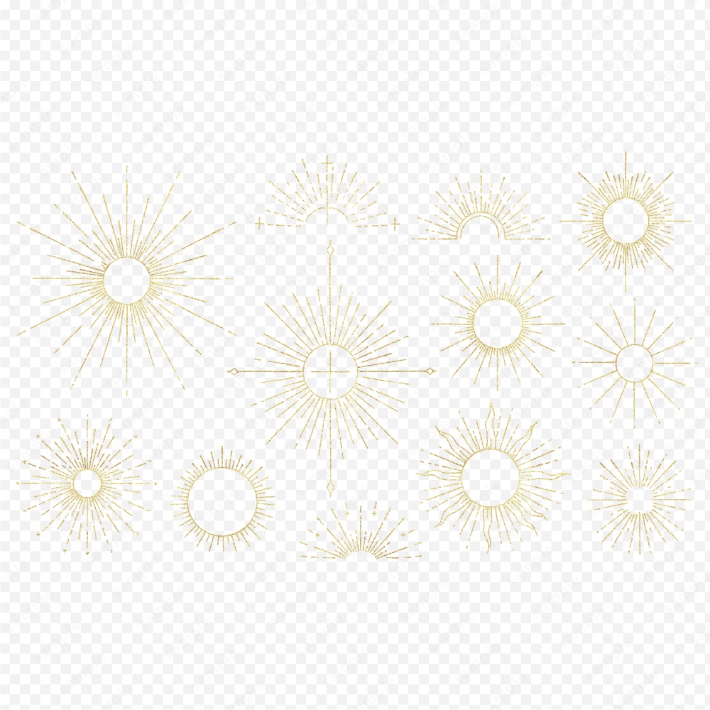 神秘的なサンバーストのおしゃれなラインアート100パターン / 4色セット