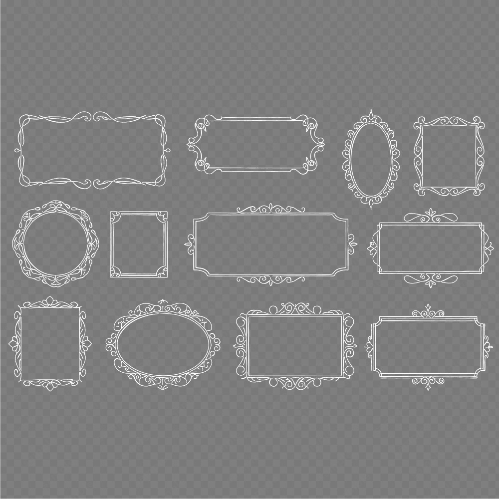 アンティーク調のフレームラインアート160パターン / 4色セット