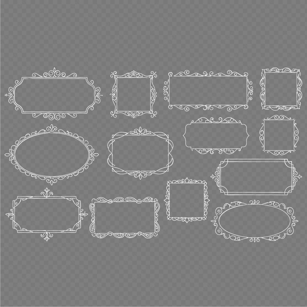 アンティーク調のフレームラインアート160パターン / 4色セット