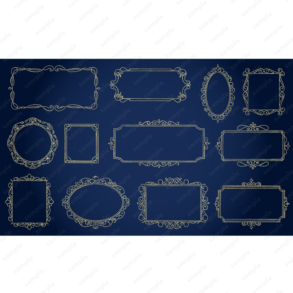 アンティーク調のフレームラインアート160パターン / 4色セット