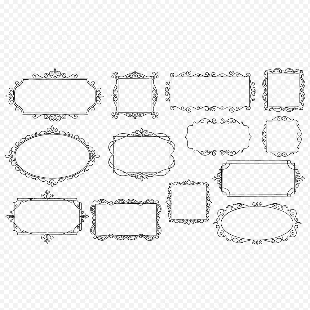 アンティーク調のフレームラインアート160パターン / 4色セット