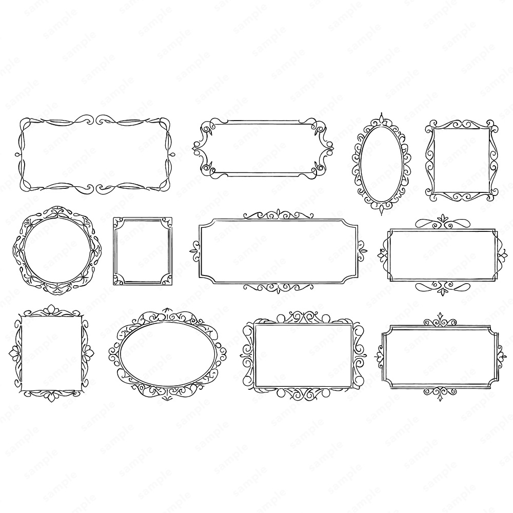 アンティーク調のフレームラインアート160パターン / 4色セット