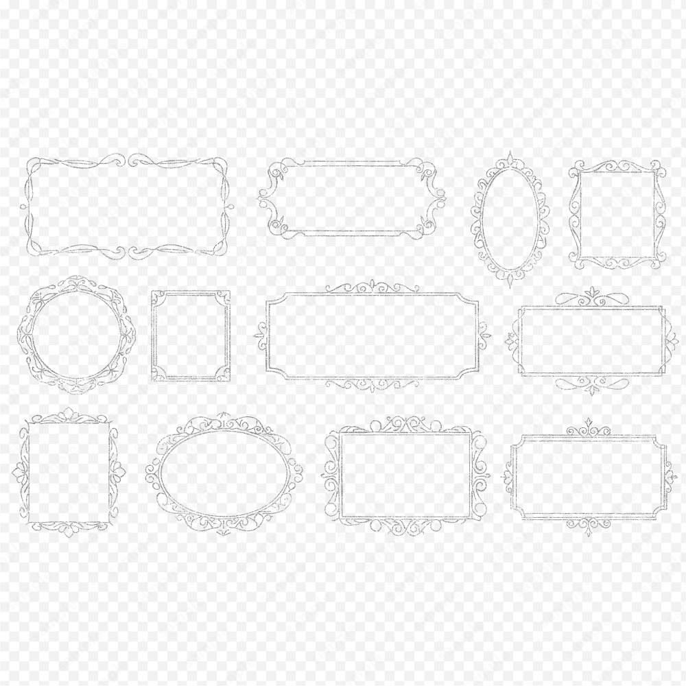 アンティーク調のフレームラインアート160パターン / 4色セット