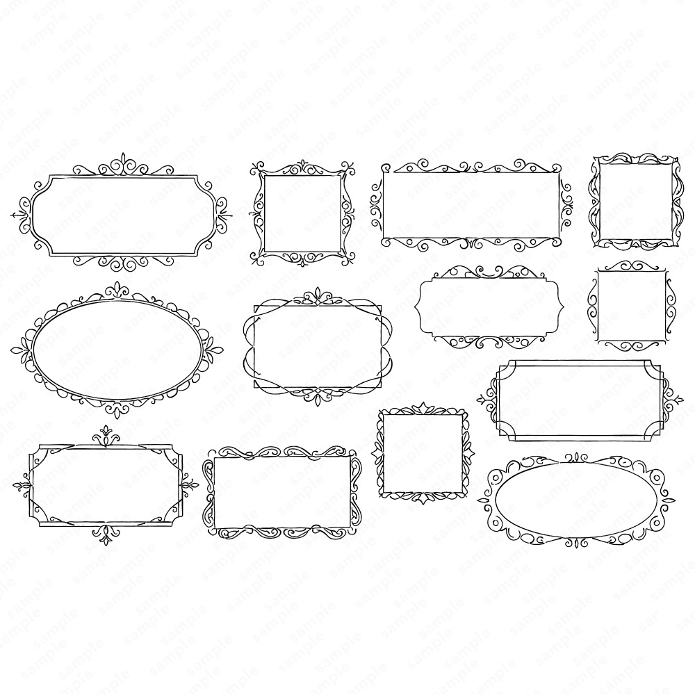 アンティーク調のフレームラインアート160パターン / 4色セット
