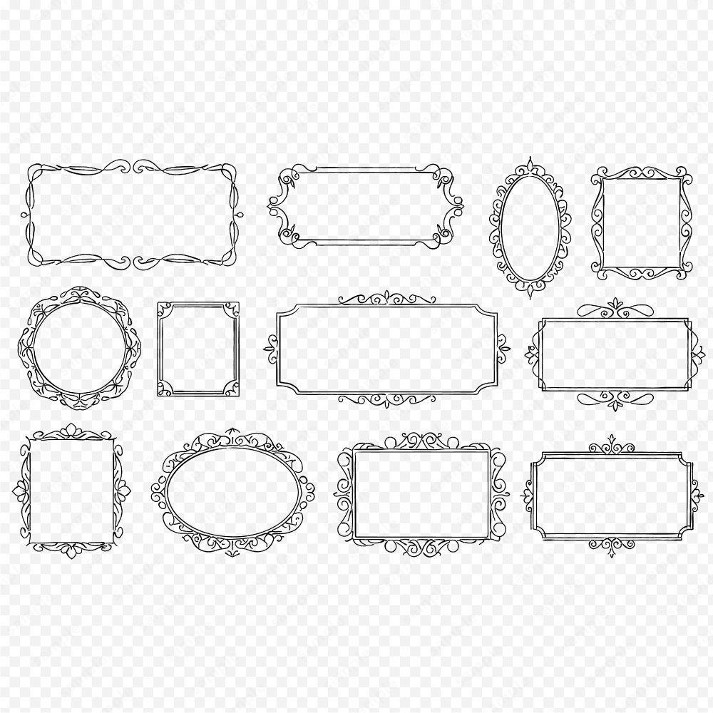 アンティーク調のフレームラインアート160パターン / 4色セット