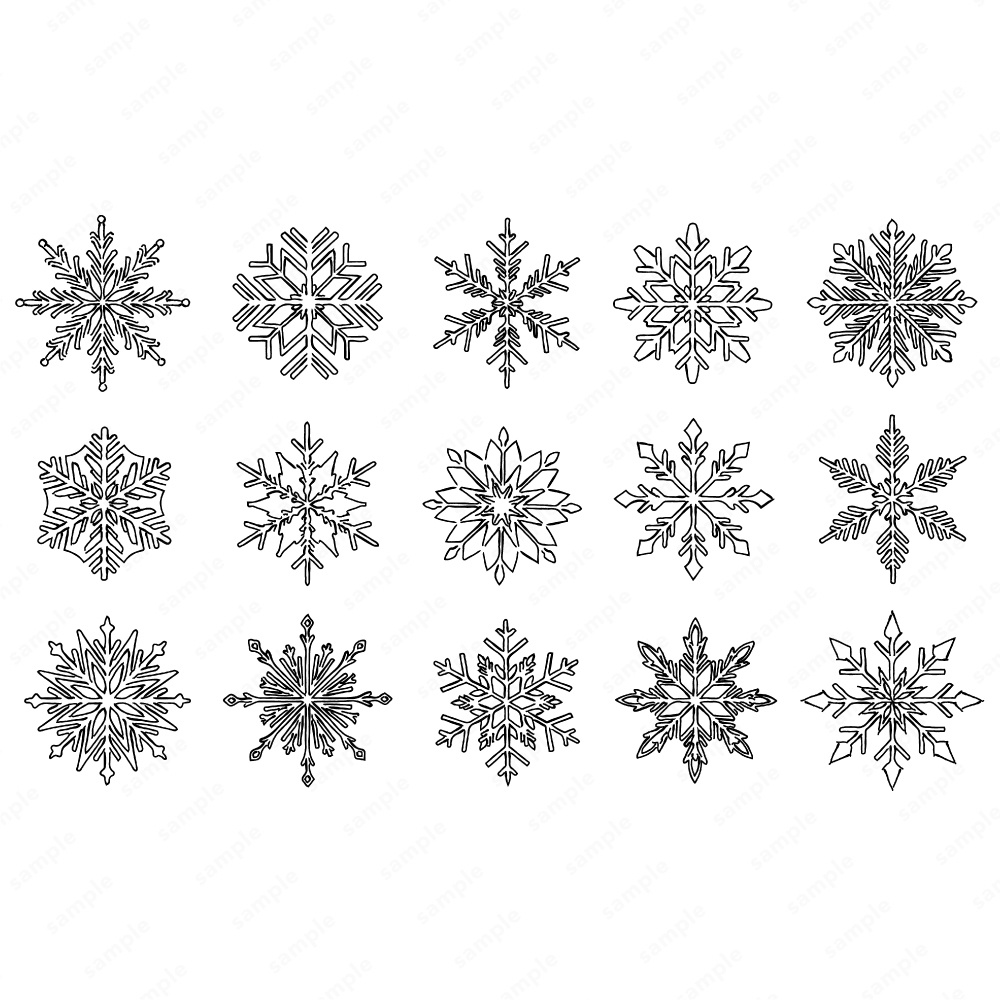 雪の結晶のおしゃれなラインアート120パターン / 4色セット