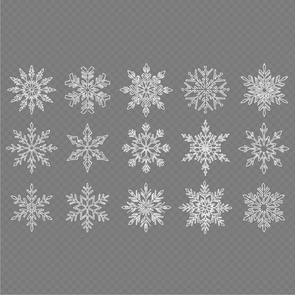 雪の結晶のおしゃれなラインアート120パターン / 4色セット