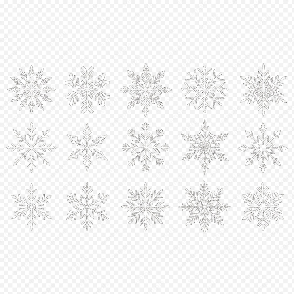 雪の結晶のおしゃれなラインアート120パターン / 4色セット