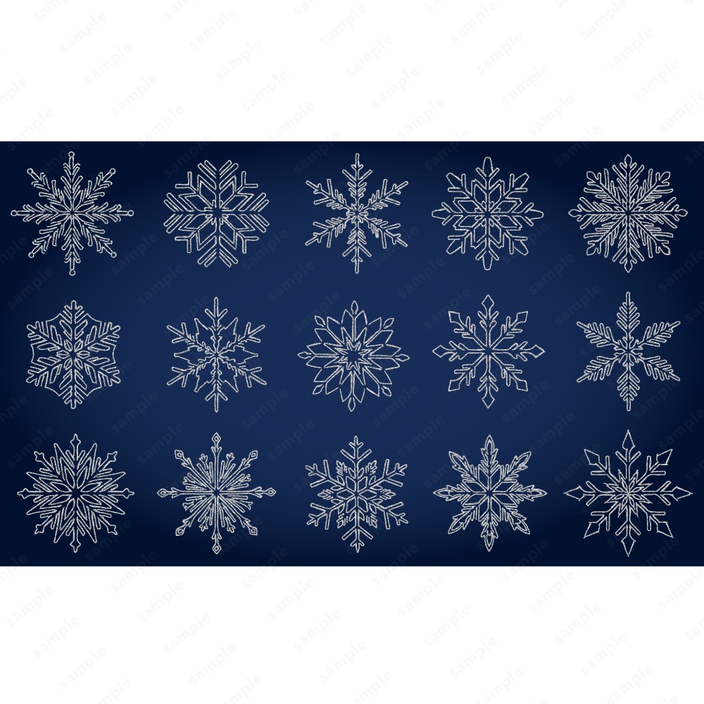 雪の結晶のおしゃれなラインアート120パターン / 4色セット
