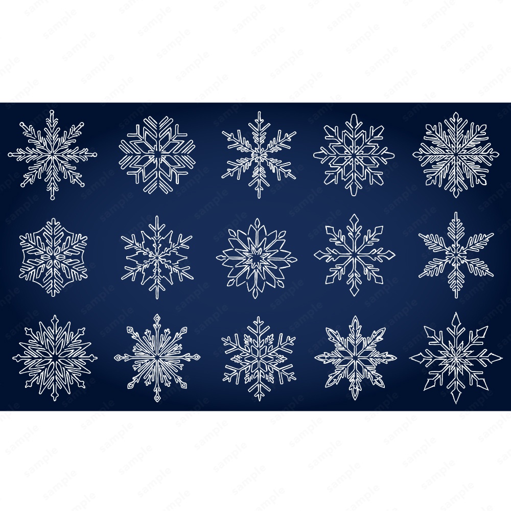 雪の結晶のおしゃれなラインアート120パターン / 4色セット