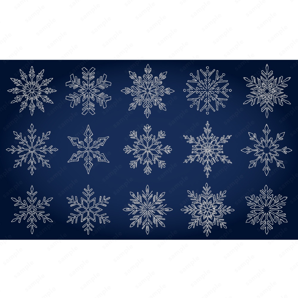 雪の結晶のおしゃれなラインアート120パターン / 4色セット