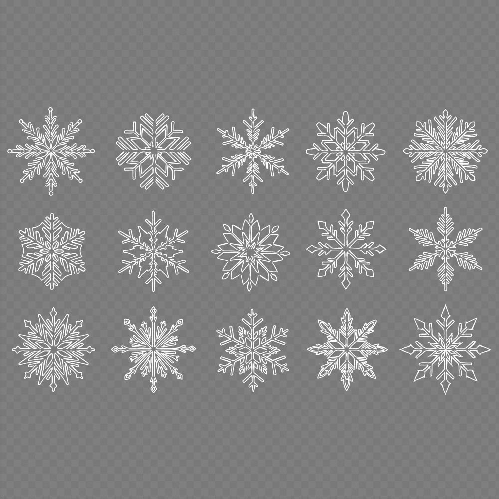 雪の結晶のおしゃれなラインアート120パターン / 4色セット