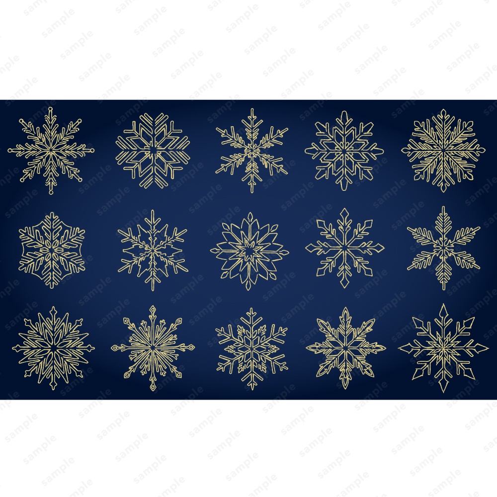 雪の結晶のおしゃれなラインアート120パターン / 4色セット