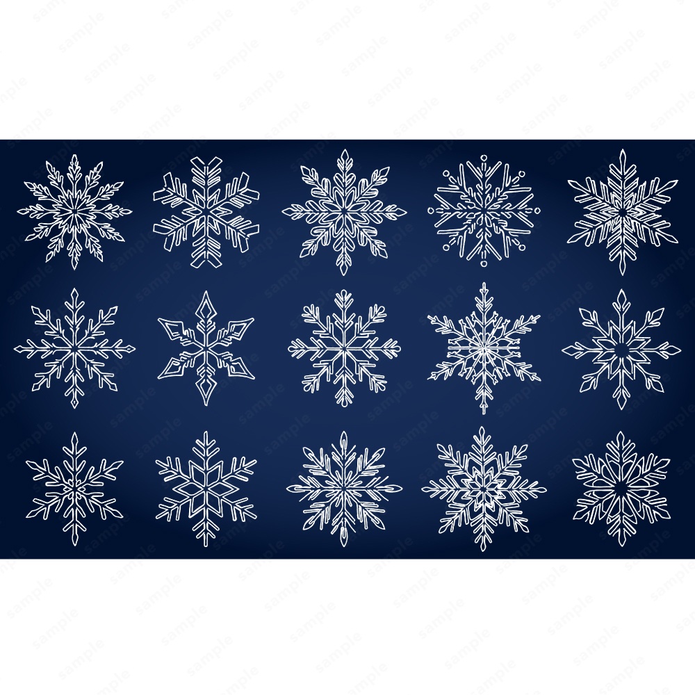 雪の結晶のおしゃれなラインアート120パターン / 4色セット