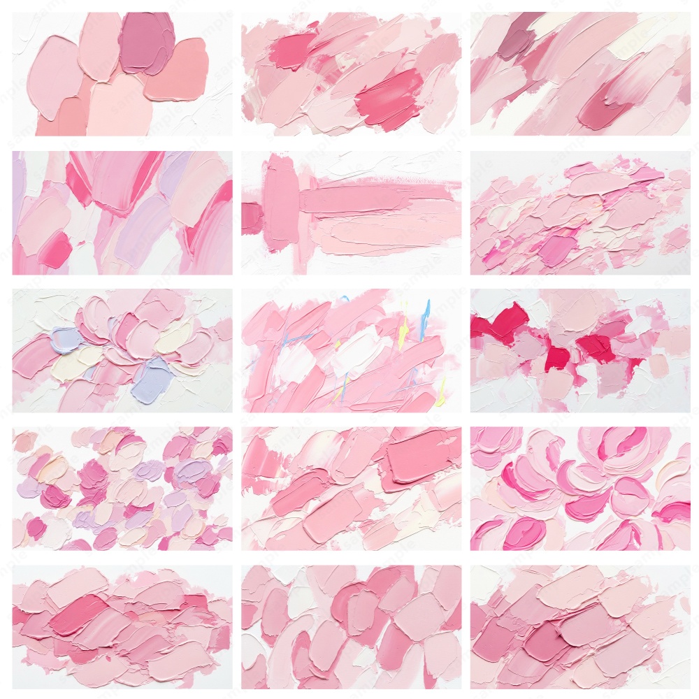 【背景素材】ピンクの油絵インクのおしゃれなアートテクスチャ50枚セット